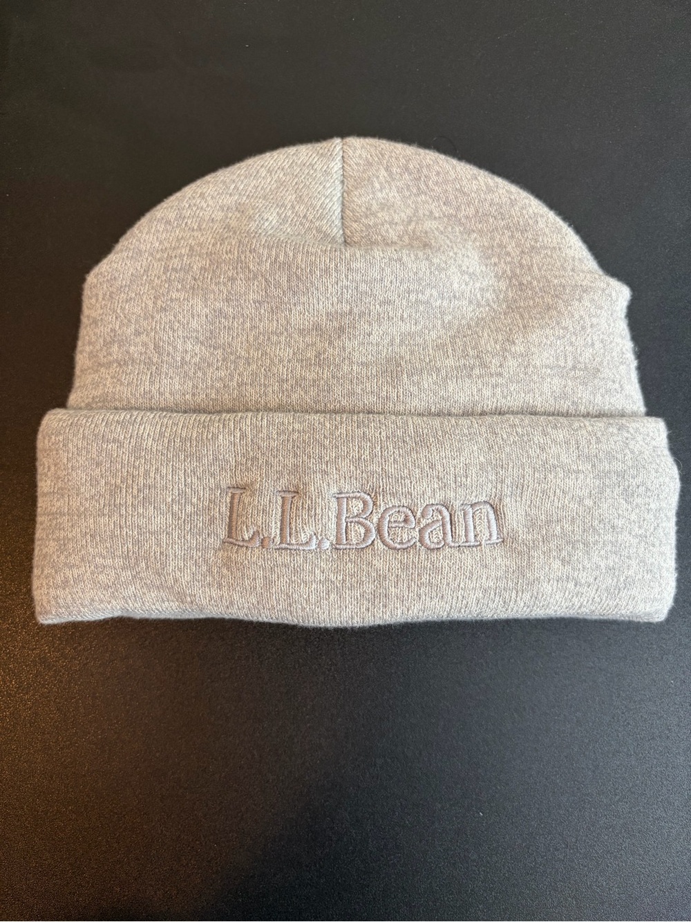 L.L.Bean Gray Knit Beanie Hat Embroidered Logo OSFA Winter Cap Unisex